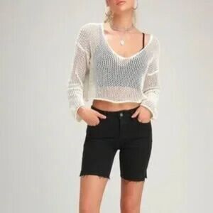 Free People Avery Black Bermuda Cut Off Shorts OB941685 Size 24 NWOT